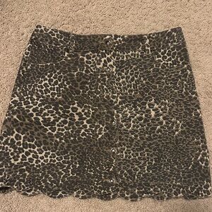 So Me Leopard Print Mini Skirt with Button Detail